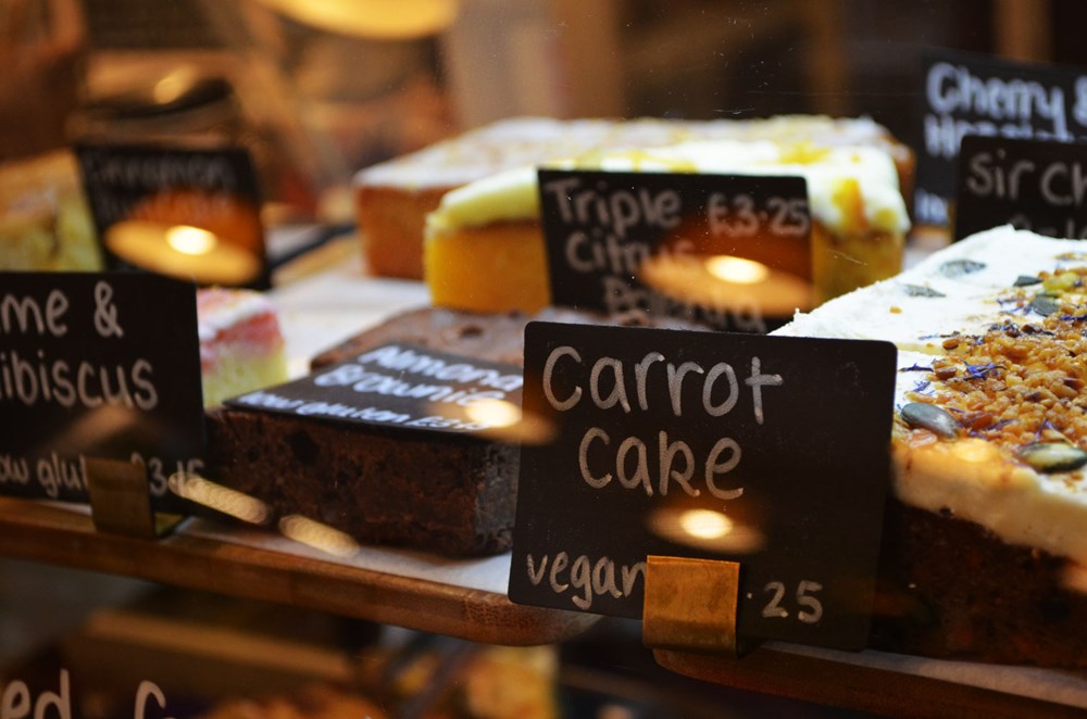 selection of cakes for sale on deli counter