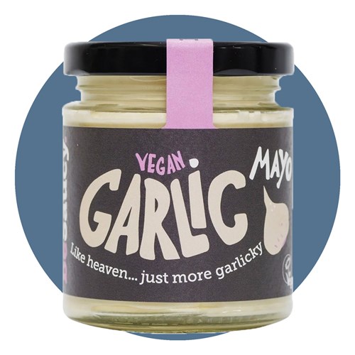 BeSaucy Vegan Garlic Mayo in a jar