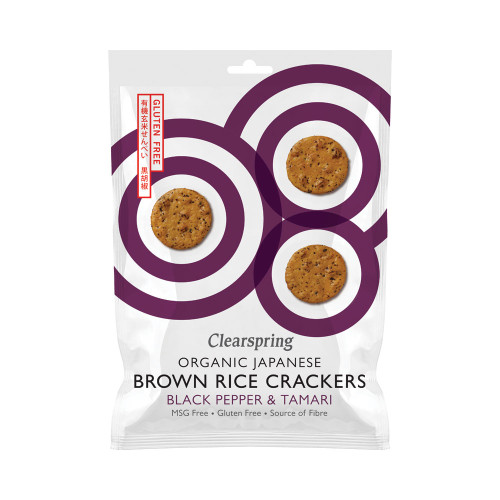 Clearspring Brown Rice Crackers - Black Pepper and Tamari 12 * 40g