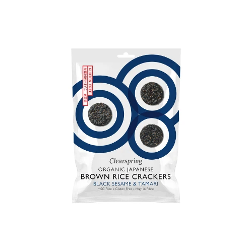 Clearspring Brown Rice Crackers Black Sesame and Tamari 40g