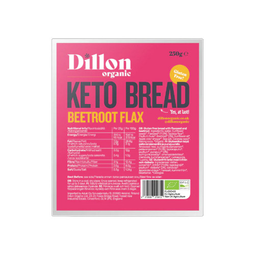 Dillon Organic Keto Bread - Beetroot Flax 6 * 250g