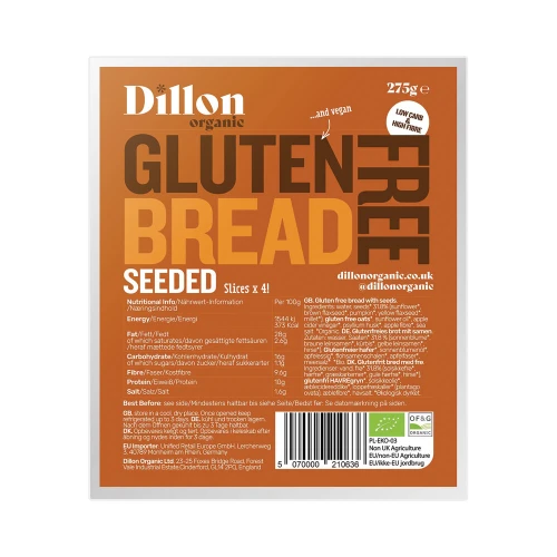 Dillon Organic Sliced Gluten Free Seeded Bread 4 * 275g