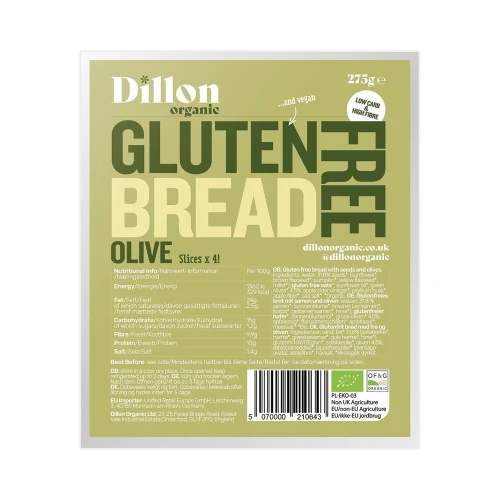 Dillon Organic Sliced Gluten Free Olive Bread 4 * 275g
