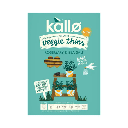 Kallo Veggie Thins - Rosemary Sea Salt 12 x 100g