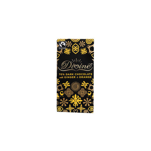 Divine Dark Chocolate 70% with Orange & Ginger 90g