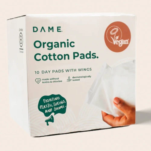 DAME Disposable Organic Cotton Period Pad Night 12x10 Pads