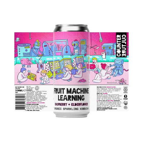 Counter Culture Drinks Fruit Machine Learning Raspberry And Elderflower Kombucha 330ml