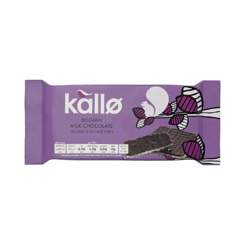 Kallo Organic Belgian Milk Chocolate Rice Cake Thins 75g