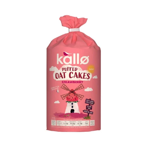 Kallo Strawberry Puffed Oat Cakes 122g
