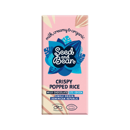 Seed and Bean Popped Rice 37% Milk Chocolate 75g