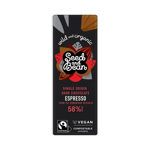 Seed and Bean Expresso Dark Chocolate Mini Bars 58% Cocoa 25g