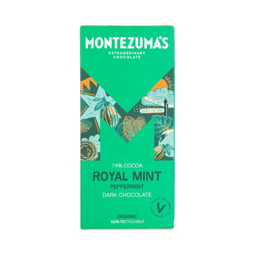 Montezuma's Chocolate Dark Chocolate Royal Mint 74% Cocoa&Peppermint 12 x 90g
