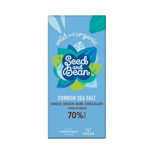 Seed and Bean 70% Extra Dark Chocolate with Cornish Sea Salt 75g