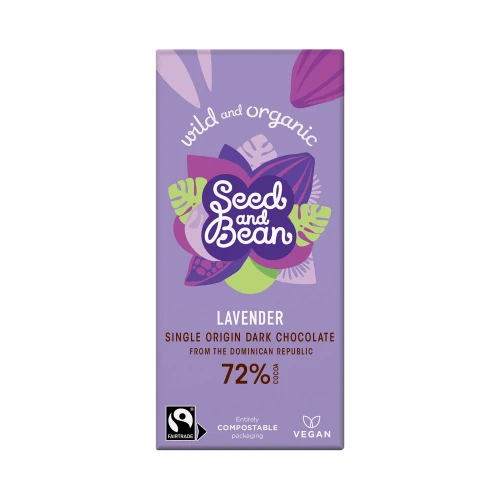 Seed and Bean 72% Extra Dark Chocolate with Lavender 75g
