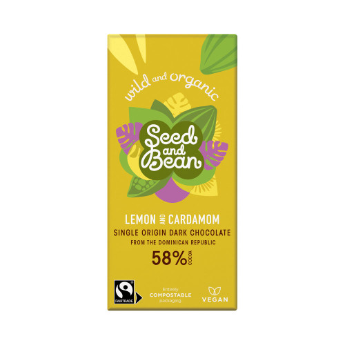 Seed and Bean Fine 58% Dark Chocolate Lemon & Cardamom 75g