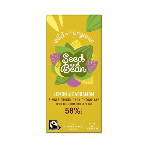 Seed and Bean Fine 58% Dark Chocolate Lemon & Cardamom 75g