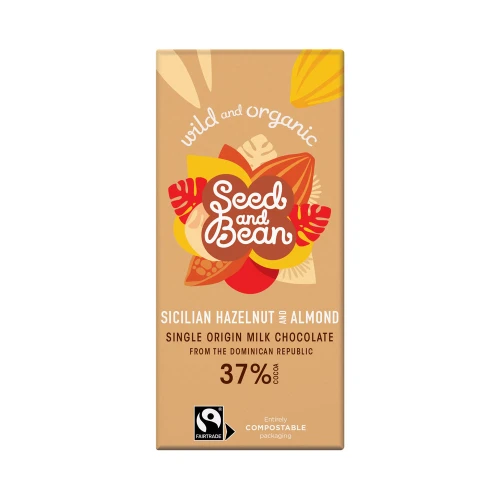 Seed and Bean Rich Milk Chocolate 37% with Hazelnut & Almond 75g
