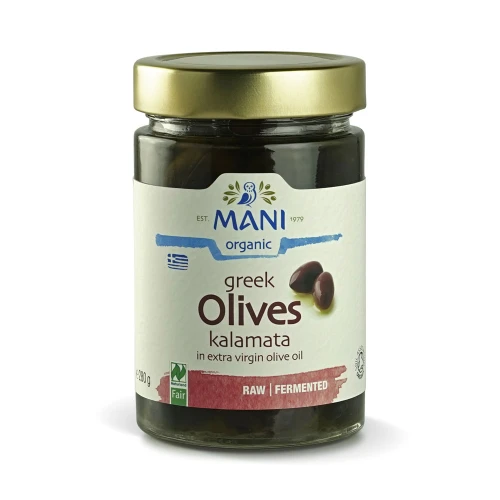 Mani Organic Kalamata Olives in Extra Virgin Olive Oil 6 * 280g