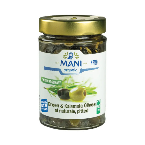 Mani Organic Mixed Olives al Naturale with Rosemary 175g