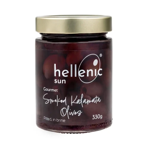 Hellenic Sun Pitted Smoked Kalamata Olives in Brine 6 x 330g