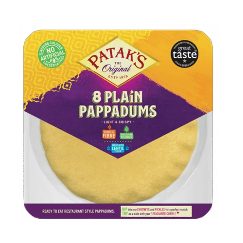 Pataks Ready To Eat Pappadums Cook at home in seconds 100g