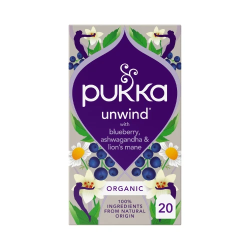 Pukka Unwind - Blueberry, Cham., Ashwagandha & Lions Mane 4 x 20Bag Org