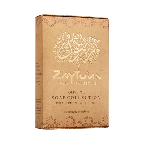 Zaytoun Olive Oil Soap Collection - Olive Oil Lemon Rose & Sage 6x4x100g