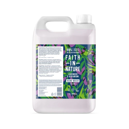Faith in Nature Bulk Hand Wash Lavender And Geranium 5 ltr