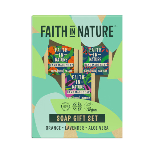 Faith in Nature Gift Pack Orange Aloe Vera And Lavender Soaps 100g