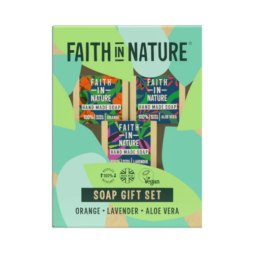 Faith in Nature Gift Pack Orange Aloe Vera And Lavender Soaps 100g