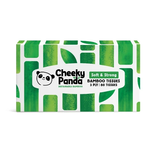 The Cheeky Panda Facial Tissue - 80 Sheets - Bamboo 3ply - 100% FSC 12 x 1pcs