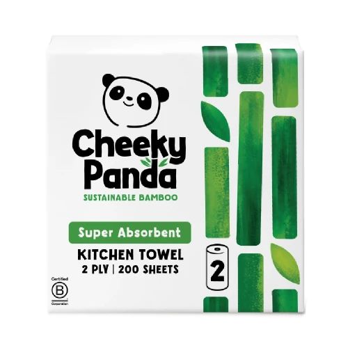 The Cheeky Panda Kitchen Towels 200 Sheets Bamboo 2ply 100% FSC 5 x 2pcs