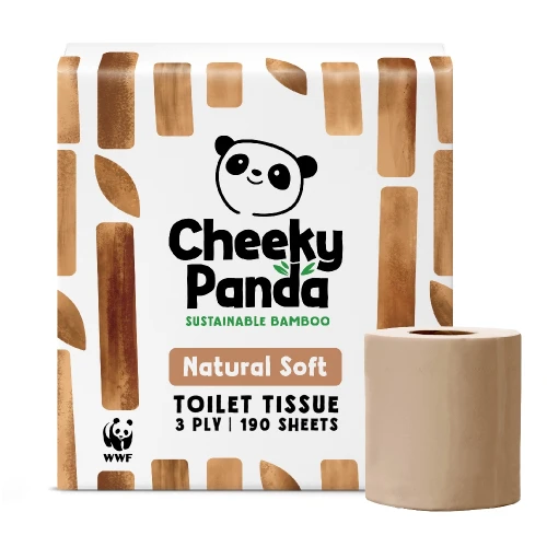 The Cheeky Panda Toilet Tissue - 200 Sheets - Unbleached Bamboo 3ply 100% FSC 5 x 9pcs