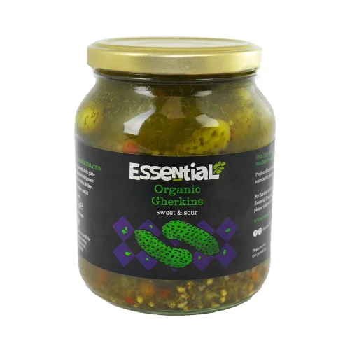 Essential Organic Gherkins Sweet & Sour 350g