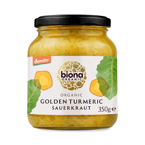 Biona Sauerkraut Golden Turmeric - jarred 6 x 350g
