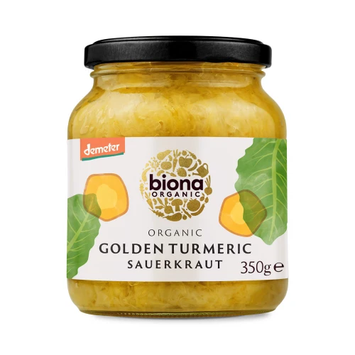 Biona Sauerkraut Golden Turmeric - jarred 6 x 350g