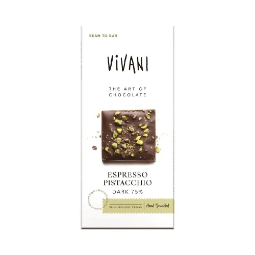 Vivani Espresso Pistachio Dark 75% 65g Org