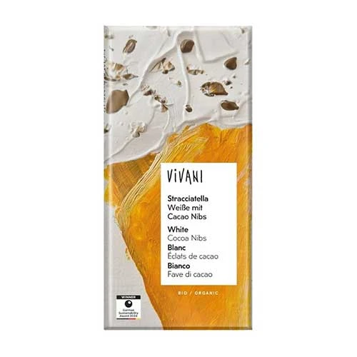 Vivani Stracciatella White Chocolate with Cacao Nibs 80g