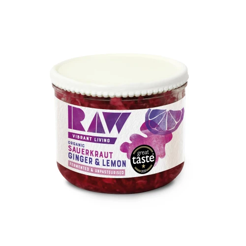 Raw Vibrant Living Sauerkraut - Ginger and Lemon 410g