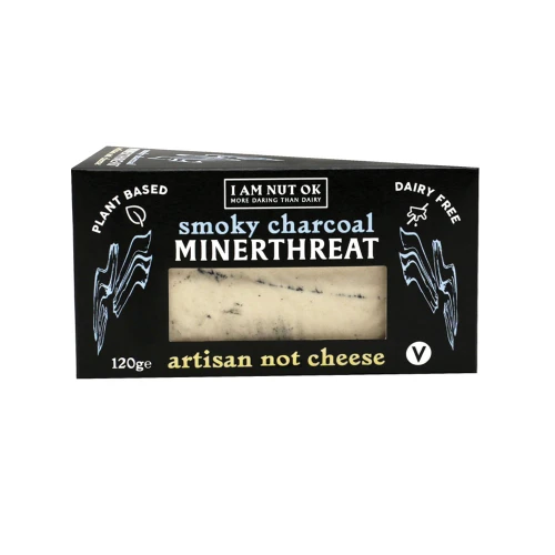 I AM NUT OK MinerThreat Smoky Vegan Cheese in Activated Charcoal 6 * 120g