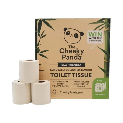 The Cheeky Panda Toilet Tissue - 200 Sheets - Unbleached Bamboo 3ply 100% FSC 48 x 1pcs