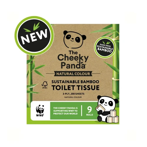 The Cheeky Panda Toilet Tissue - 200 Sheets - Unbleached Bamboo 3ply 100% FSC 5 x 9pcs