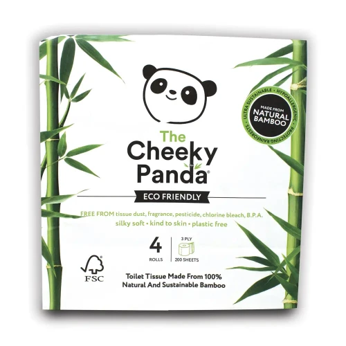The Cheeky Panda Toilet Tissue - 200 Sheets - Bamboo 3ply - 100% FSC 4 x 6pcs