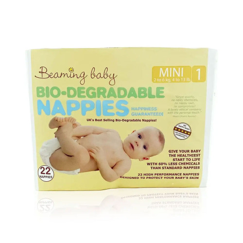 Beaming Baby Bio-Degradable Nappies Mini(2-6kg) 8 x 22 pcs