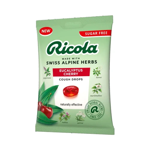 Ricola Eucalyptus Cherry Cough Drops Bag Sugar Free 12 * 70g