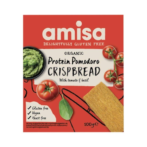 Amisa Gluten Free Organic Protein Pomodoro Crispbread with Tomato & Basil 100g