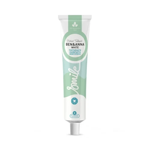 Ben & Anna White Organic Toothpaste with Fluoride in a tube 75ml