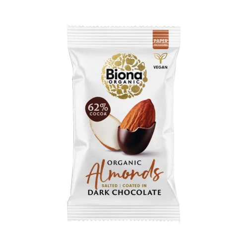 Biona Organic Almonds Salted Coated in Dark Chocolate 30g
