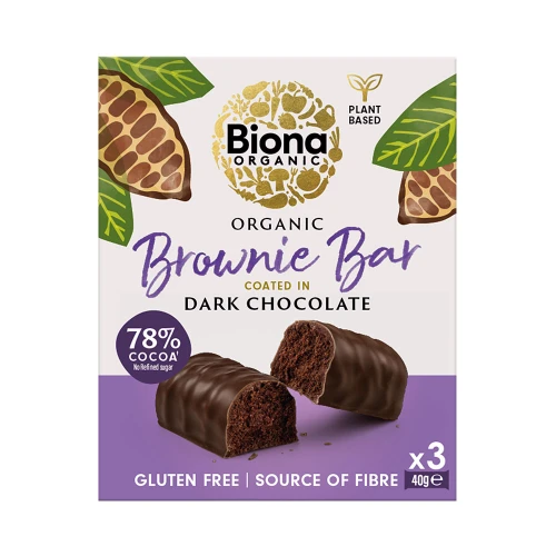 Biona Dark Chocolate Brownie Bar Multipack 40g Organic
