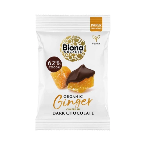 Biona Organic Ginger Coated in Dark Chocolate 30g